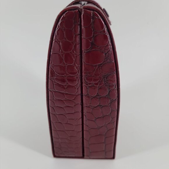 Vintage Wolf Designs Travel Jewelry Case (1997) – Burgundy Croc Embossed - Picture 5 of 9